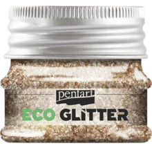 Sclipici ecologic Pentart într-un recipient de sticlă cu capac