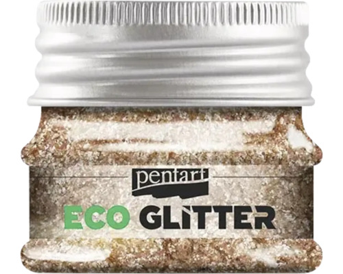 Sclipici natural Eco Glitter Pentart rose gold 15 g, textură fină Sclipici ecologic Pentart într-un recipient de sticlă cu capac