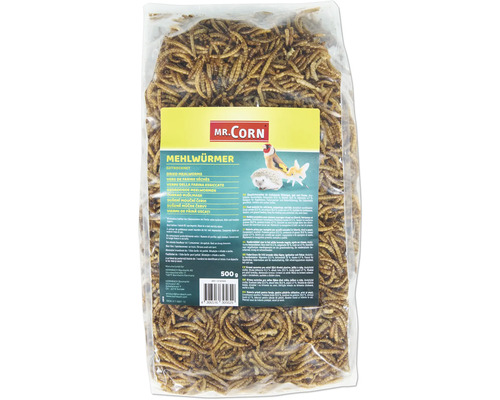 Hrană pentru păsări de curte Mr. Corn 500 g Mr. Corn Viermi de făină uscați, pachet de 500 grame