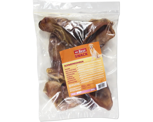 Snack pentru câini MR. BEEF urechi de porc 500 g Mr. Beef Snack Urechi de porc într-un ambalaj