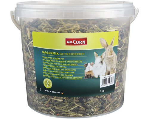 Hrană pentru rozătoare Mr. Corn fără cereale 3 kg Mr. Corn amestec fără cereale pentru rozătoare în găleată, 3 kg