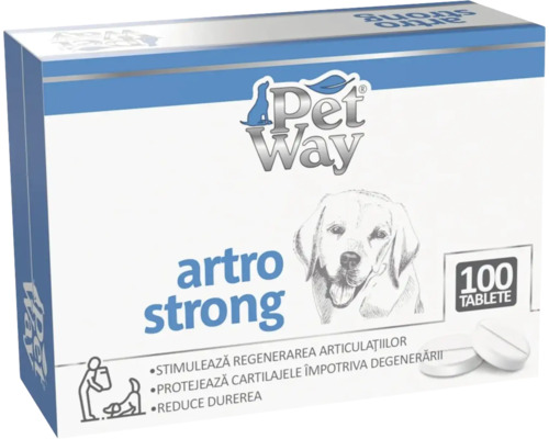 Supliment nutritiv pentru câini Petway Artro Strong100 tablete Pachet de tablete Pet Way Artro Strong pentru câini, 100 bucăți