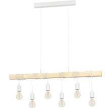 Lampa suspendată cu șină de lemn și mai multe becuri