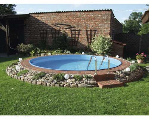 Piscină îngropată cu pereți de oțel Ø 300 cm H 120 cm capacitate 8000 l