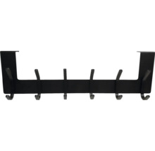 Cuier negru de ușă cu cinci cârlige