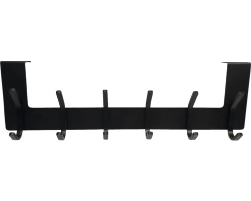 Cuier negru de ușă cu cinci cârlige