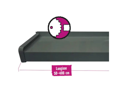 Glaf Bravo aluminiu exterior gri 16,5 cm (lungime configurabilă)