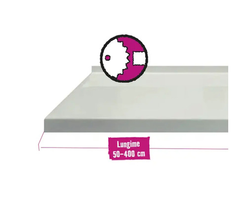 Glaf Bravo metalic exterior alb 17,5 cm (lungime configurabilă) Simbol pentru lungime variabilă de la 50 la 400 cm