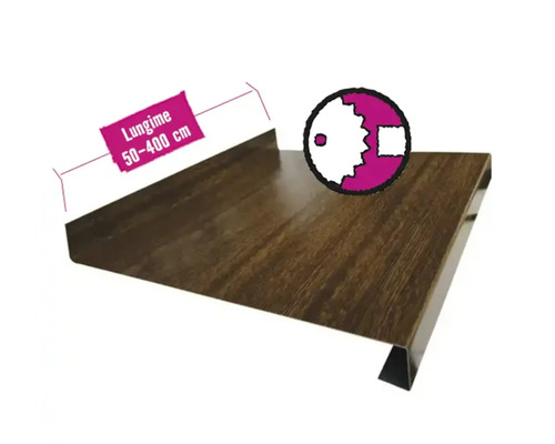 Glaf Bravo aluminiu exterior stejar auriu 16,5 cm (lungime configurabilă) Profil pentru margine de acoperiș cu decor de lemn, lungime 50 până la 400 cm
