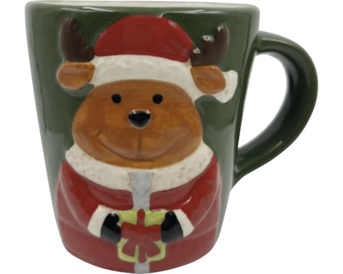 Cană cu motiv de elan și căciulă de Moș Crăciun