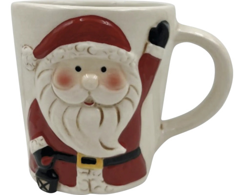 Cană Moș Crăciun Lafiora ceramică 12,8x10 cm roșu/alb Cană cu motiv Moș Crăciun
