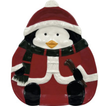 Farfurie în formă de pinguin cu căciulă și haină