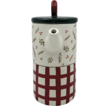 Ceainic din ceramică cu model în carouri și motive de Crăciun