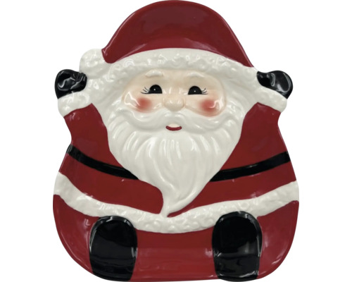 Farfurie Moș Crăciun Lafiora ceramică 24,9x21,4 cm alb/roșu Farfurie decorativă ceramică Moș Crăciun