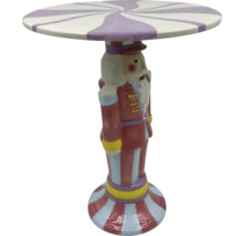 Măsuță decorativă în formă de spărgător de nuci cu blat de masă în dungi