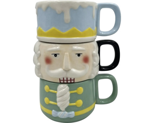 Set 3 căni Spărgătorul de nuci Lafiora ceramică 15,5x11,7x19,7 cm Căni din ceramică Nutcracker stivuite