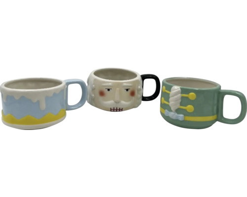 Trei căni de cafea decorative cu modele diferite