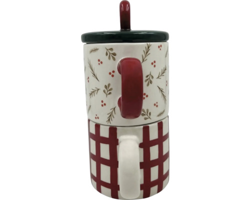 Cană stivuibilă cu capac și două modele diferite