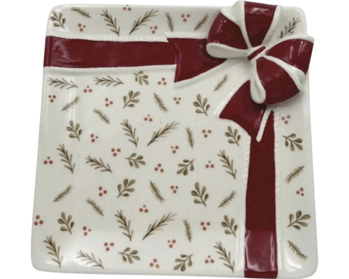 Farfurie Crăciun Lafiora ceramică 21,2x20,8 cm Farfurie decorativă cu model de fundă