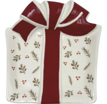 Bol decorativ în formă de cadou cu fundă și model