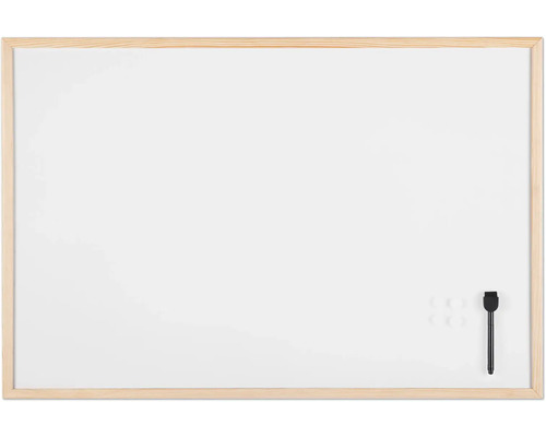 Tabla albă cu ramă de lemn, marker și magneți