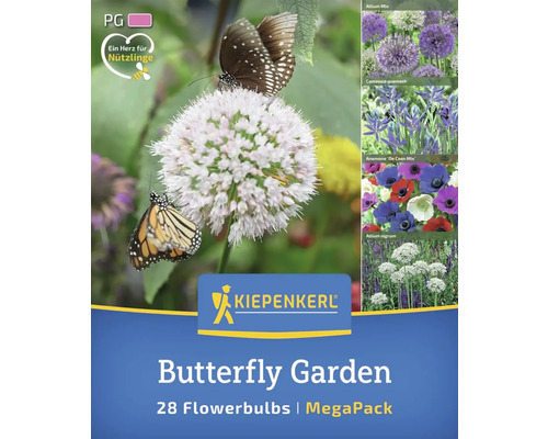 Bulbi de flori Butterfly Garden Mega Pack cu logo-ul Kiepenkerl și sigiliul Inimă pentru animale utile