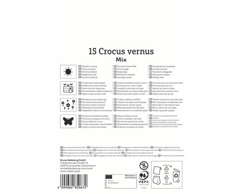 Informații despre amestecul de crocus, locație, potrivire pentru ghivece, creștere perenă, popularitate printre insecte și propagare din material de cultură