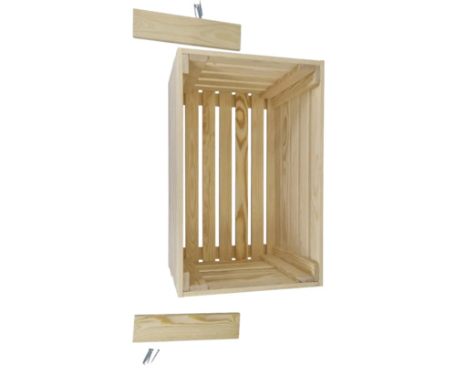 Ladă din lemn cu scânduri separate și șuruburi pentru asamblare