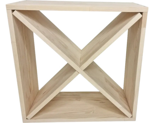 Raft de vinuri din lemn cu design în formă de X