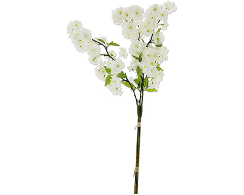 Ramură decorativă de cireș cu flori albe și frunze verzi