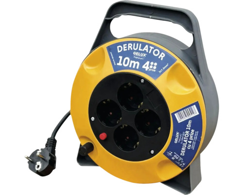 Tambur de cablu cu 10 metri de cablu și patru prize