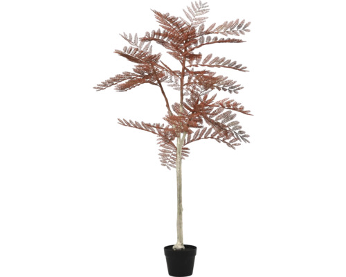 Copac decorativ din plastic cu frunze maro în ghiveci