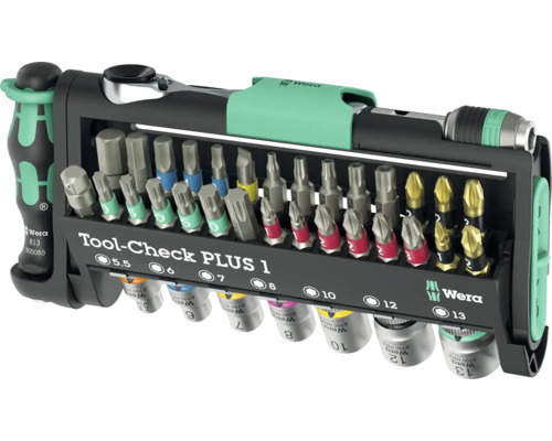 Set Tool-Check Plus ! Wera Set de scule Wera cu biți, chei tubulare și suport de mână