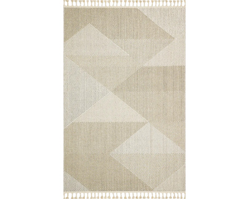 Covor cu model geometric și franjuri