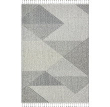 Covor cu model geometric triunghiular și franjuri