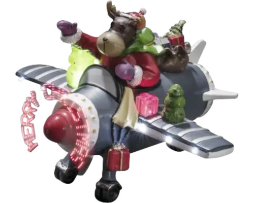 Figurină decorativă avion cu ren, cadouri de Crăciun și efecte de iluminare