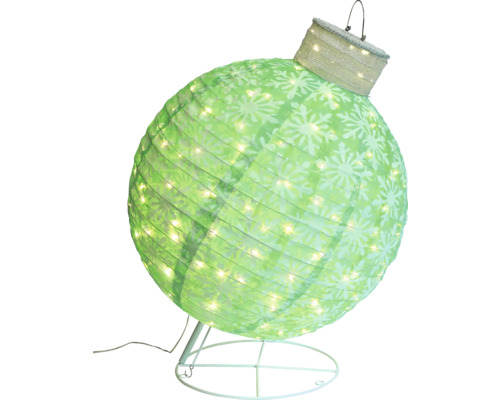 Glob decorativ de Crăciun, iluminat, cu model de fulgi de zăpadă pe un suport