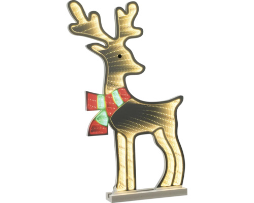 Decorațiune cerb Lafiora Infinity 225 LED-uri H 52 cm lumină colorată Lumină decorativă ren cu eșarfă pentru interior