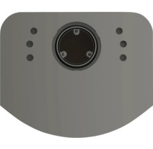 Vizualizare detaliată a unei plăci de fixare cu o scobitură rotundă și găuri.