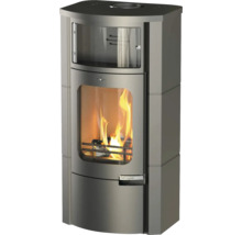 Șemineu cu geam și lemne arzând