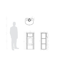 Desen tehnic al unui cuptor cu dimensiuni și comparație de dimensiune