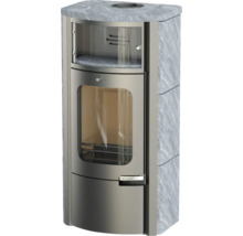 Șemineu cu placare din piatră și fereastră de vizualizare