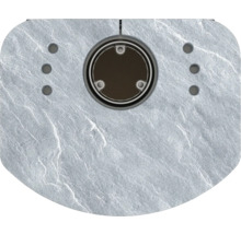 Vizualizare detaliată a unui canal de duș cu model de piatră