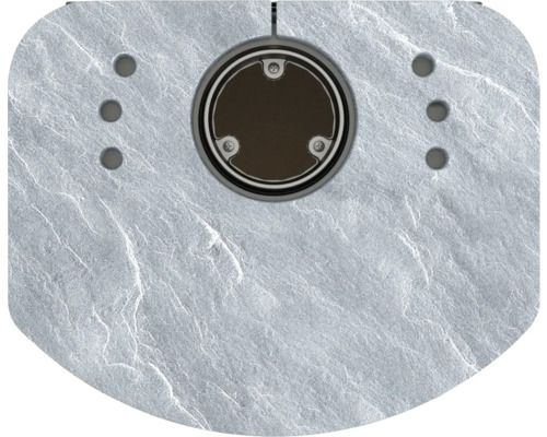 Vizualizare detaliată a unui canal de duș cu model de piatră