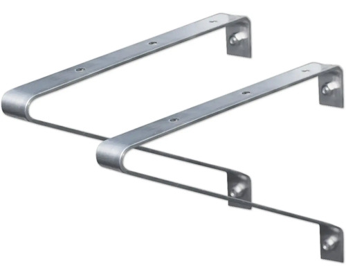 Două console metalice pentru rafturi cu găuri de montare