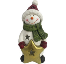 Figurină om de zăpadă cu căciulă, fular și stea