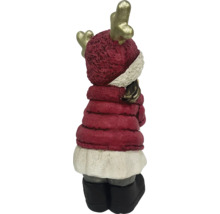 Figurină decorativă ren cu haină roșie și coarne aurii