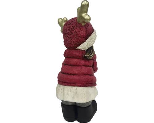 Figurină decorativă ren cu haină roșie și coarne aurii