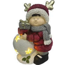 Figurină decorativă băiat cu cadouri și om de zăpadă cu stele