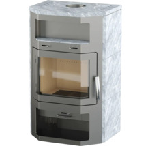 Șemineu cu geam și compartiment de depozitare